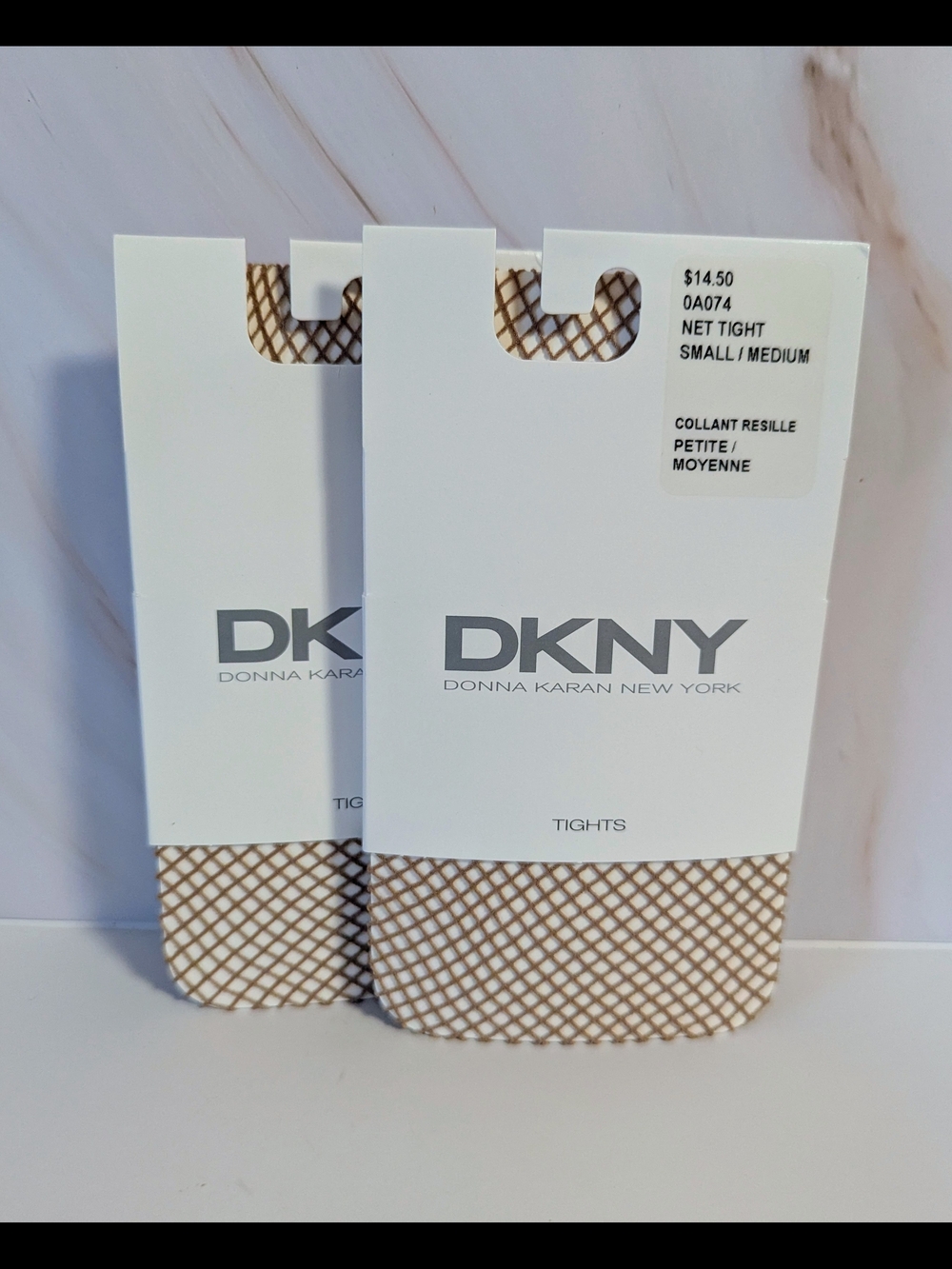 DKNY Women's Fishnet Tights - Tan - 2 Pairs Size Small Medium